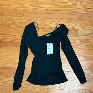 NWT - Zara Asymmetrical Hunter Green Blouse